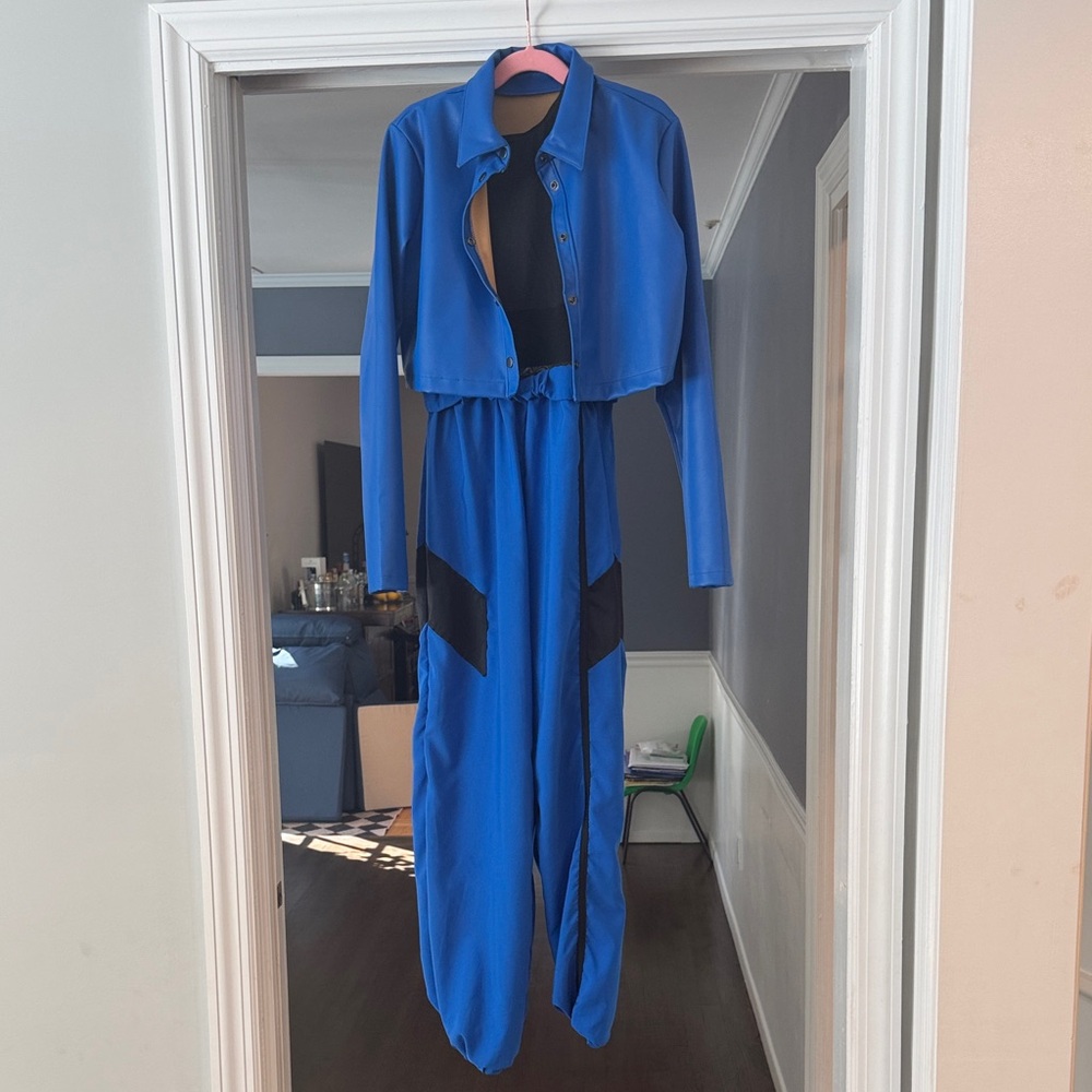 Weissman Blue and Black Jumpsuit Used for Hip Hop Dance Performance